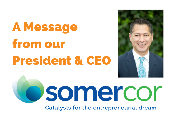 A picture of someon ceo and the words " message from our president & ceo ".
