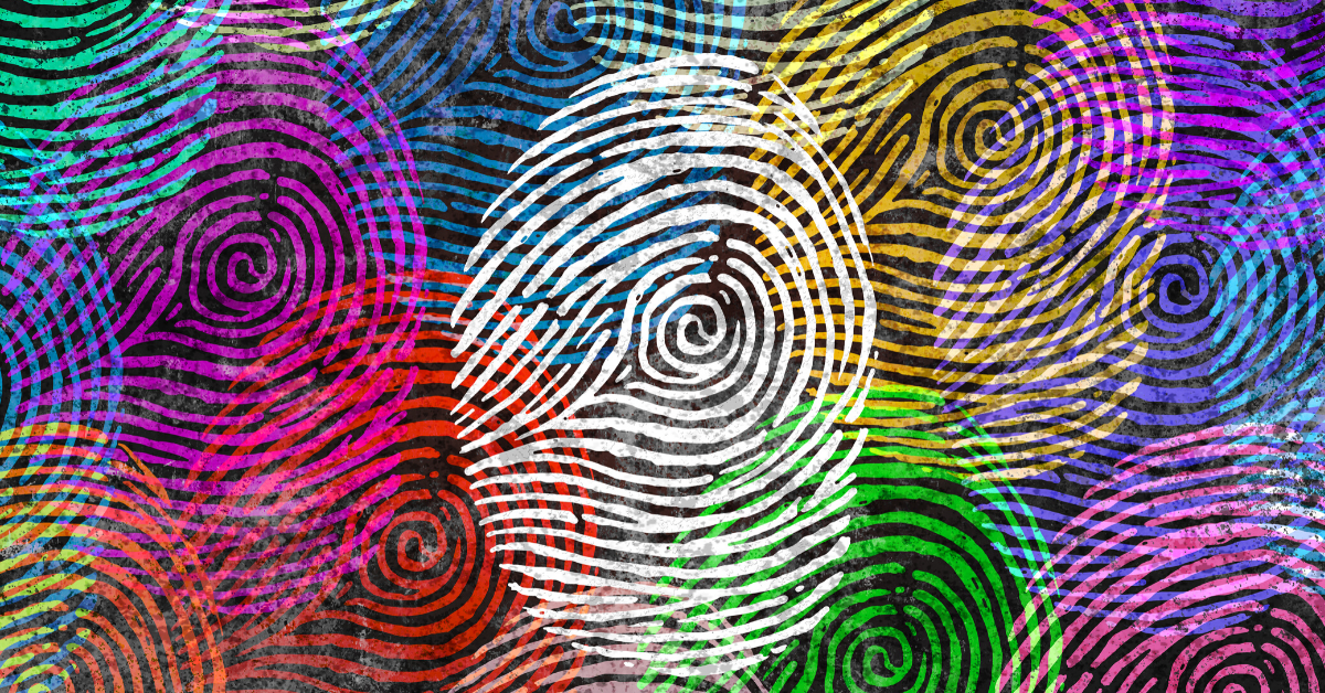 A colorful background of fingerprints with different colors.