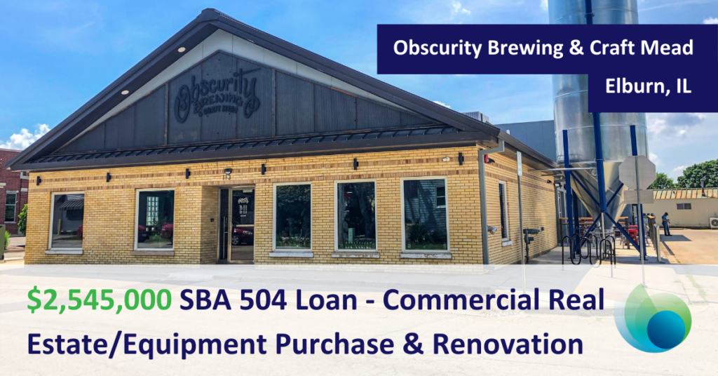 A building with the words sba 5 0 4 loan-commercial equipment purchase & renovation.