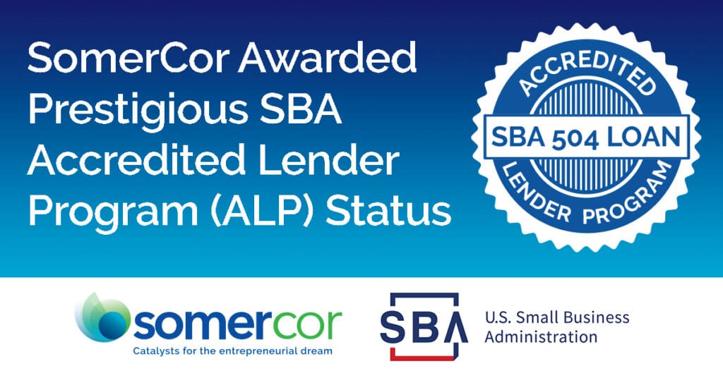 A seal that says, " compcor awarded numerous sba accredited lender program ( alp ) status."