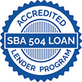 A seal that says accredited lender program sba 5 0 4 loan.
